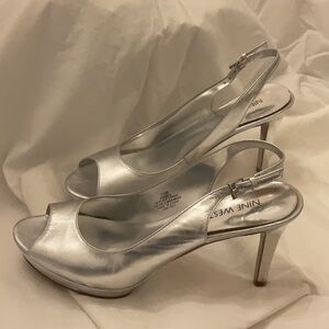 Silver Platform Heels, size 7 1/2, Nine West